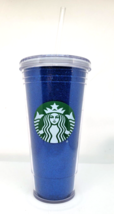 2018 Starbucks Venti Blue Glitter Acrylic Travel Tumbler With Straw 20 Oz - £13.22 GBP