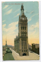 City Hall Milwaukee Wisconsin 1912 postcard - £5.14 GBP