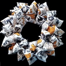 Everything Halloween Handmade Fabric Wreath Door Decor for October Holiday - £40.91 GBP