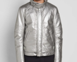 HELMUT LANG Uomini Puffer Astro Moto Con Cappuccio Argento Taglia XS H07... - $479.51