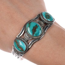 6.5&quot; 1950&#39;s Luke Billy Yazzie Navajo silver cuff bracelet with nice turquoise - $1,351.35