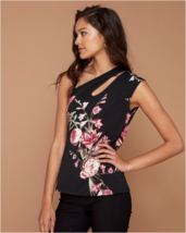 Women Le Chateau Floral Print Knit Crêpe One Shoulder Top Size XXL Berry... - £20.19 GBP