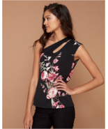Women Le Chateau Floral Print Knit Crêpe One Shoulder Top Size XXL Berry... - £20.57 GBP