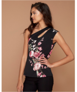Women Le Chateau Floral Print Knit Crêpe One Shoulder Top Size XXL Berry... - $489.99 MXN