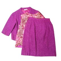 Mod Vtg 60s Designer Vogue Young Fashionables Wool Jacket/Skirt &amp; Silk Top READ - £95.61 GBP