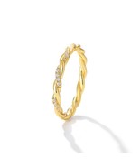 Clear Round Simulated Diamond Twisted Band 18k Yellow Gold Plated Stacka... - £34.18 GBP
