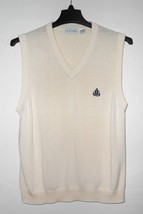 Izod Adult Medium Beige V Neck Golf Sweater Vest Embroidered Logo - $22.98