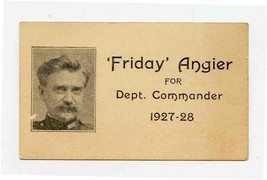 &quot;Friday&quot; Angier for Deputy Commander 1927-28 Business Card  - £9.34 GBP