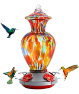 Hummingbird Feeder for Outdoors Hanging, Hand Blown Glass Hummingbird Fe... - £39.82 GBP
