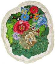 Flamboyant Flowers: Quilted Art Wall Hanging - £260.59 GBP