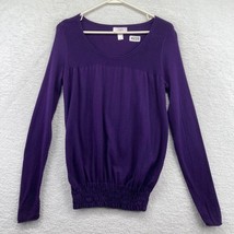 Ann Taylor LOFT Womens Pullover Sweater Size XS Purple Long Sleeve Elast... - £11.83 GBP