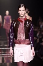 Alberta Ferretti Red Patent Leather Cropped Moto Jacket 42IT 8/10 NWT - £639.36 GBP