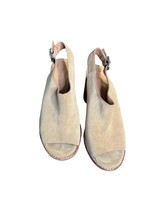 Madewell Women&#39;s Suede Sandals Heels Block Open Peep Toe Slingback Beige... - $29.69