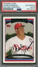 2006 Topps #286 Charlie Manuel Signed Card PSA Slabbed Auto Phillies - £237.24 GBP
