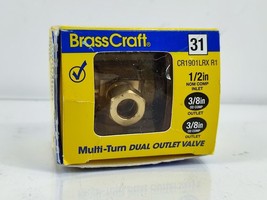 Brass Craft Multi-Turn Dual Outlet Valve 1/2&quot; inlet CR1901LRXR1 3/8&quot; by ... - $13.76
