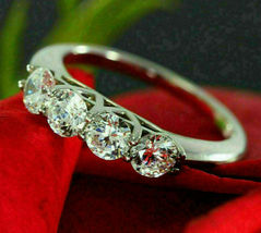 1.50 Ct Round Diamond Four Stone Wedding Ring 14k White Gold Over 925 Silver - £48.94 GBP