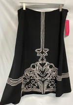 Sunny Leigh Black, Ivory Embroidered A Line Flare Skirt NEW 14 - £30.90 GBP