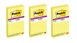 Post it Super Sticky Lined Notes,Yellow, 4 in. x 6 in., 45 Sheets, 3Pads 3 Pack - £18.97 GBP