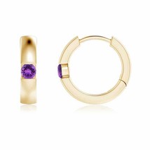 Natural Amethyst Round Hoops Earrings for Women in 14K Gold (Grade-AAA , 2.5MM) - £434.35 GBP