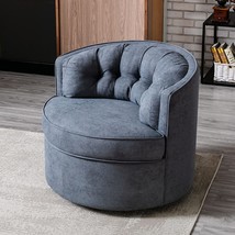 Merax Grey 33” Wide Swivel Barrel Chair Cozy Fabric Tufted Back Accent, Set of 1 - £438.83 GBP