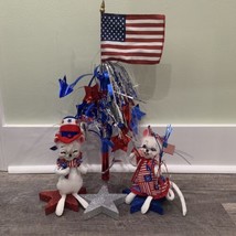 Annalee Mouse Couple Patriotic 4th Of July Dolls Stars American Flag Dec... - $49.45