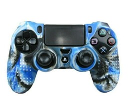 Silicone Grip Blue &amp; Black Shell Cover Non Slip For PS4 Controller  - $11.26 CAD