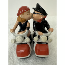 Westland Motorcycle Biker Couple Magnetic Kissing Salt &amp; Pepper Shakers - $19.75