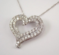 2Ct Round Cubic Zirconia Double Heart Pendant 14K White Gold Finish Free Chain - £83.73 GBP
