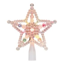 Iridescent Beaded Star Christmas Tree Topper with 11 Multicolor Bulbs 7.5&quot; - $24.09