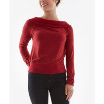 BCX Women&#39;s Juniors&#39; Foldover-Boat-Neck Ruched-Cuff Sweater Red M B4HP - £30.59 GBP