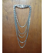 Vintage Stacked Silver Toned Glam Necklace - Heavy - £31.10 GBP
