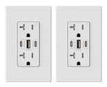 30W 6.0 Amp 3-Port Usb Wall Outlet, 20A Receptacle With Dual Usb Type C ... - £58.92 GBP