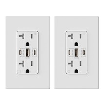 30W 6.0 Amp 3-Port Usb Wall Outlet, 20A Receptacle With Dual Usb Type C ... - £59.14 GBP