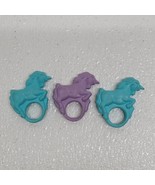 Vintage 1986 Procorp Blue &amp; Purple Unicorn Horse Rubber Rings - $23.23 CAD
