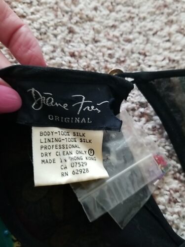 Vtg Diane Freis Maxi Silk Dress Size 10? Elastic Waist Bead Seq Lined Slit Skirt Item image 14