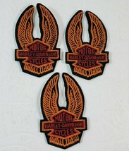 Lot 3 NOS Vintage Harley Davidson Wings Patch 1980&#39;s Logo &amp; Wings Red Orange 3&quot; - £31.15 GBP