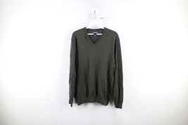 Vintage 90s Lands End Mens Medium Blank Wool Knit V-Neck Sweater Heather... - $33.62