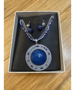 NEW Silver  Tone Blue Beaded Necklace Earring Set Fashion Jewelry KG JD - €12,70 EUR