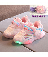 SALE Girls Sneakers Light-Up Breathable Toddler Casual Sport Shoes Kids ... - £10.56 GBP+