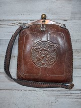 Antique 1900s Teitzel Art Nouveau Hand Tooled Leather Purse Suede Lining *DAMAGE - £51.11 GBP