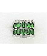 Green Quartz Cocktail Ring 6.7 g Real Solid Sterling Silver 925 Size 7.25 - $98.00
