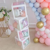 Baby Shower Boxes Party Decorations  4 Pcs Transparent Balloons Boxes Dcor With  - £14.19 GBP