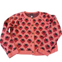 Tea Collection Girls Strawberry Print Cardigan 100% Cotton L (8-10) - $28.80