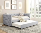 Upholstered Daybed With Trundle On Wheels - Twin Size Trundle Day Bed Fr... - $779.99