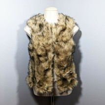 BB Dakota Women&#39;s Tan/Black Lined Faux Fur Vest with Hook Closures Size Small - £15.45 GBP