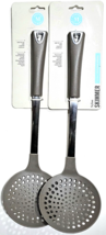 2 Martha Stewart Nylon Skimmer Nonstick Safe Heat Resistant Handle Brown - £20.77 GBP