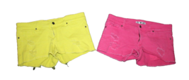 JEI HT Women&#39;s Lot of 2 Shorts Hot Pink &amp; Neon Yellow Size 9 Juniors  Fr... - £17.57 GBP