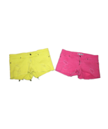 JEI HT Women&#39;s Lot of 2 Shorts Hot Pink &amp; Neon Yellow Size 9 Juniors  Fr... - £17.03 GBP