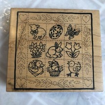 PSX Design EASTER EGGS LAMB CHICK FLOWERS BUTTERFLY GRID Rubber Stamp K-... - $22.57