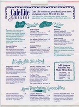 Cafe Lite &amp; Bakery Menu San Antonio Texas 1995 - £16.27 GBP